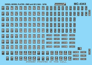 Microscale MC-4343 HO Data Diesel Model Plates EMD and GE 1939+ NIB