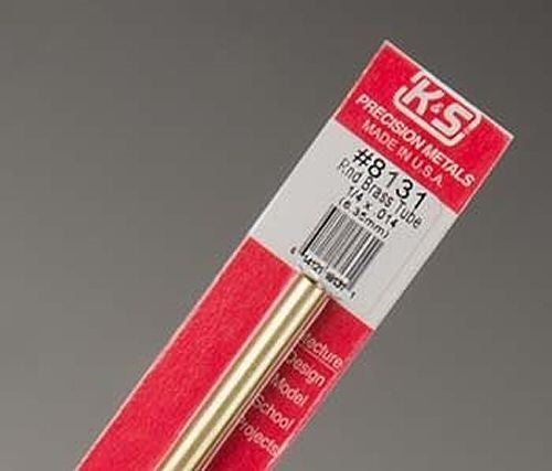 K&S Precision Metals #8131 Round Brass Tube 1/4" x 12" Carded NIB