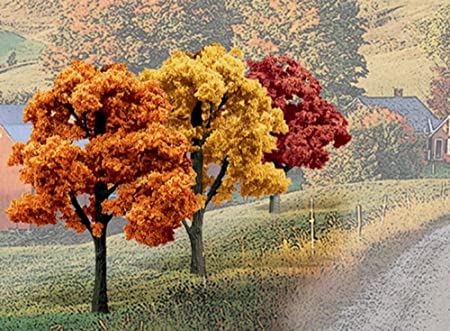 Woodland Scenics HO Ready Made Trees Fall Colors Deciduous Tree Pack 3 to 5" (7.6 to 12.7cm) Pkg of 14