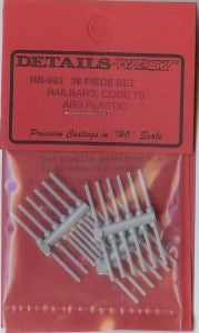 Details West RB-933 HO Code 70 Railbars 4 & 6 Bolt ABS Plastic Pkg of 36 NIB