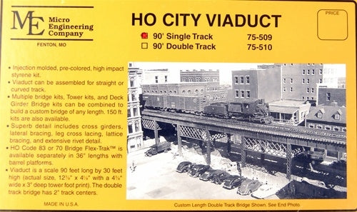 Micro Engineering 75-509 HO City Viaduct 90' Single Track NIB