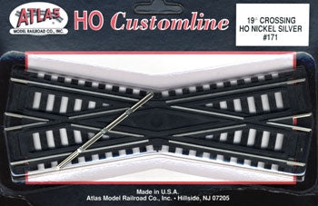 Atlas 171 HO Code 100 Custom-Line Crossing 19-Degree 6" 15.2cm Nickel-Silver Rail Black Ties NIB