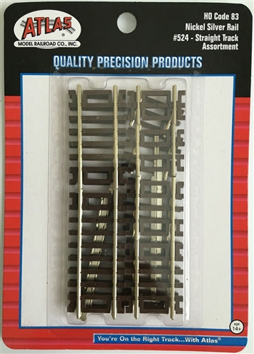 Atlas 524 HO Code 83 Snap Track Straight Sections 10-Piece Assortment NIB