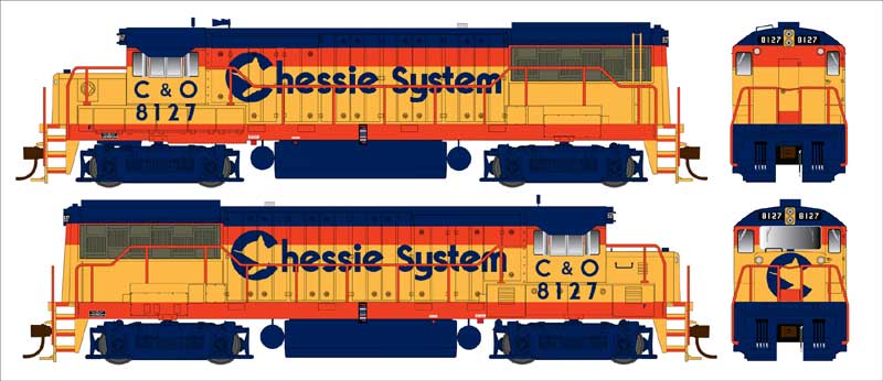 Bowser 25135 HO GE U25B, Standard DC, Chessie C&O #8113