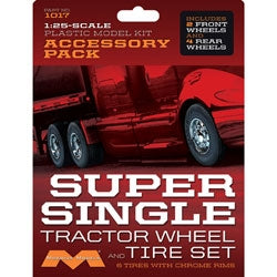 Moebius Models Super Single Tractor Wheel & Tire Set of 6 1/25 Plastic Model Accessories Kit