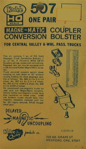 Kadee #507 HO Magne-Matic Coupler Conversion Bolster For Six Wheel Passenger Trucks Central Valley 1 Pair