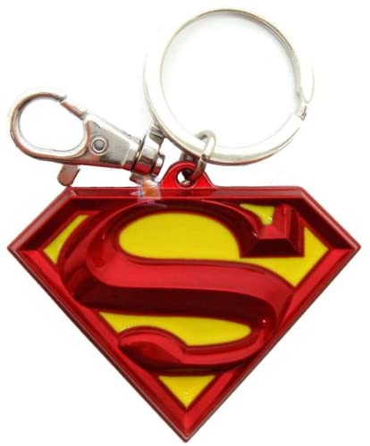 Superman Logo Coloured Pewter Keychain