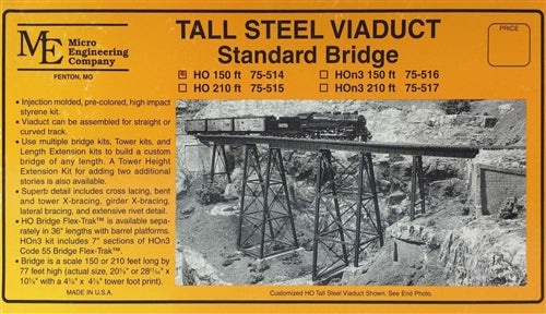 Micro Engineering 75-514 HO Tall Steel Viaduct 150' KIT NIB