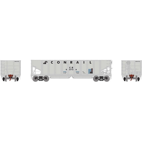 Athearn Ready To Roll ATH14276 HO 40' OB 3-Bay Ribbed Ballast Hopper w/ Load Conrail CR #50736 Light Grey Blue Black Lettering/Logo NIB RTR