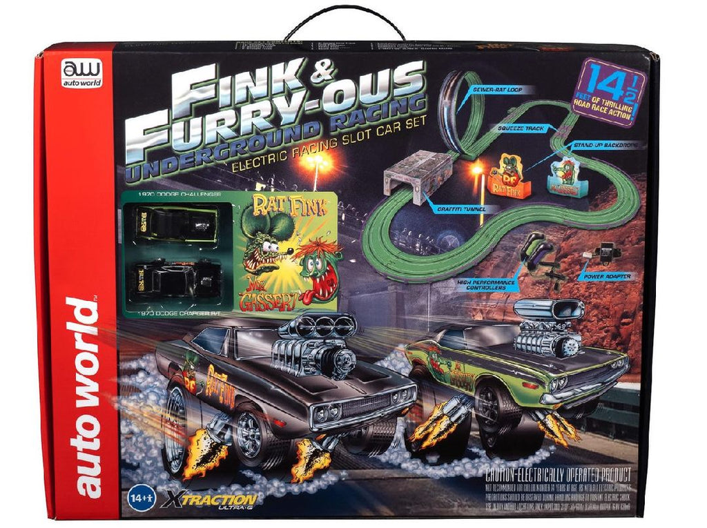 Auto World Rat Fink Fink & FURRY-OUS Underground Racing Slot Race Set