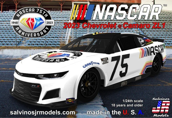 Salvinos JR Models NASCAR 75th Diamond Anniversary 2023 Chevy Camaro 1/24 Plastic Model Kit