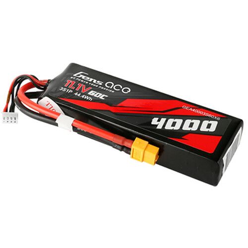 Gens Ace 4000mAh 3S 11.1V 60C LiPo Battery XT60 139x43x25mm