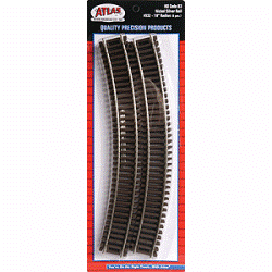 Atlas 532 HO Code 83 Curved Snap Track 18" Radius Brown Ties Nickel Silver Pkg of 6 NIB