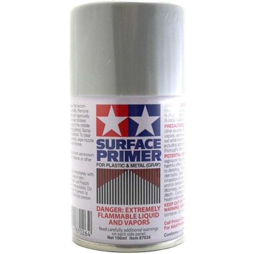 Tamiya 87026 Surface Primer For Plastic & Metal (Gray) Spray 100mL NIB