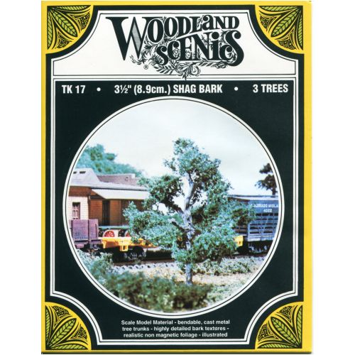 Woodland Scenics HO Small Tree Kits Deciduous Shag Bark 3-1/2" 8.9cm Tall Pkg of 3