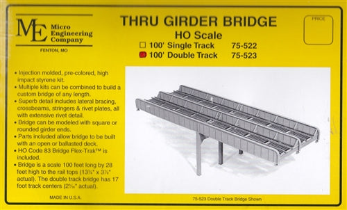 Micro Engineering 75-523 HO 100' Through Girder Bridge Double Track KIT NIB