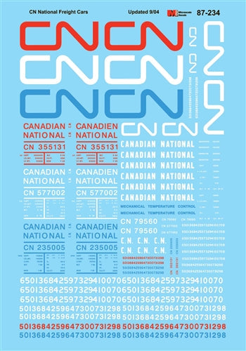 Microscale 87-234 HO Canadian National CNR CN General Freight Cars & Cabooses 1961+ NIB