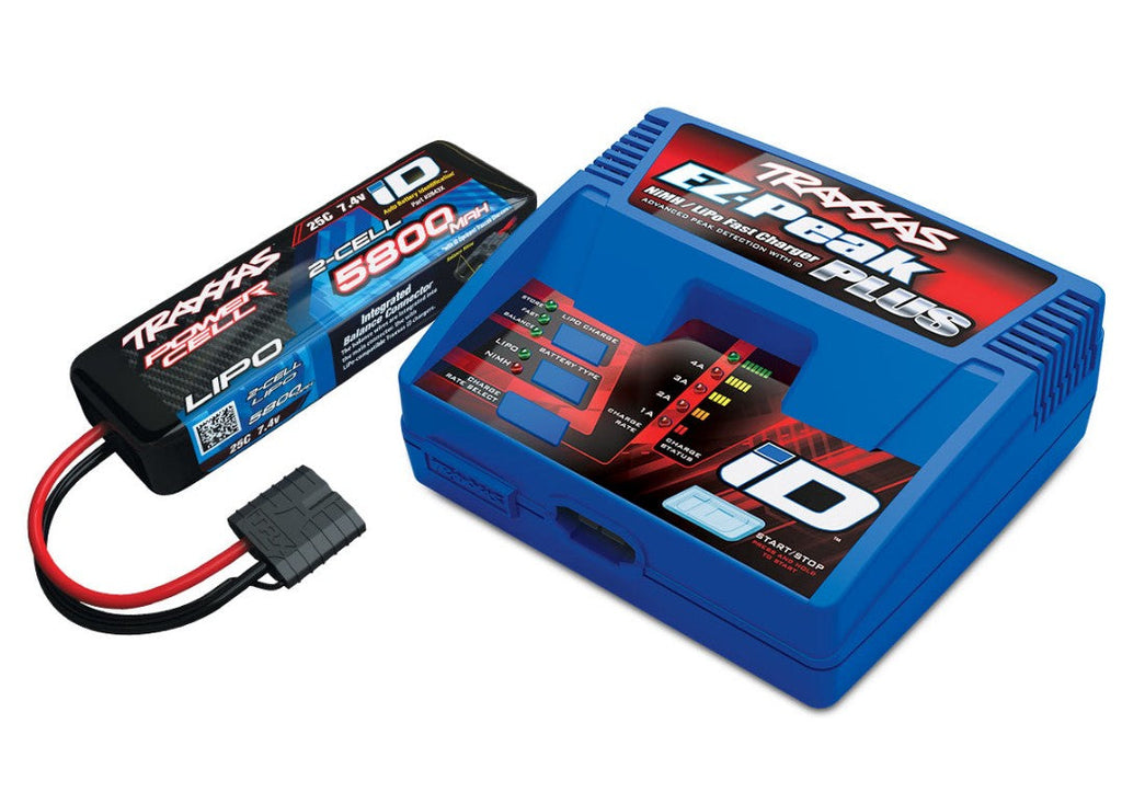 Traxxas EZ-Peak Multi-Chemistry Battery Charger (TRA2970) with 1x 5800mAh 7.4V 2Cell 25C LiPo Batteries (TRA2843X)