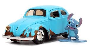 Blue Volkswagon Beetle 1:32 Scale Hollywood Rides Die Cast with Stitch Figure