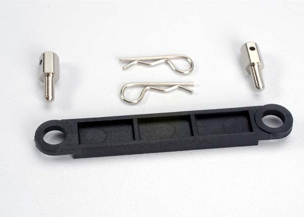 Traxxas 3727 Battery Hold Down Plate (Black)(2 Body Clips) NIB