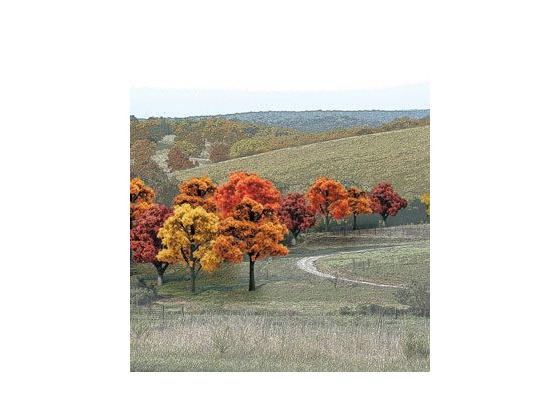 Woodland Scenics HO Ready Made Trees Fall Colors Deciduous Tree Pack 3/4 to 2" (1.9 to 5.1cm) Pkg of 38