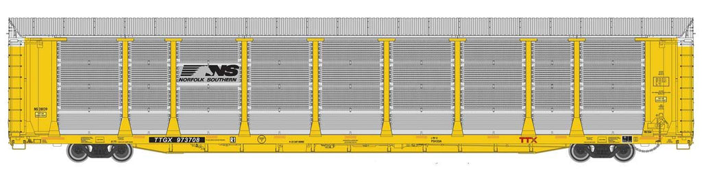 89' Thrall Bi-Level Auto Carrier - Ready To Run -- Norfolk Southern Rack #28139, TTGX Flatcar #973708