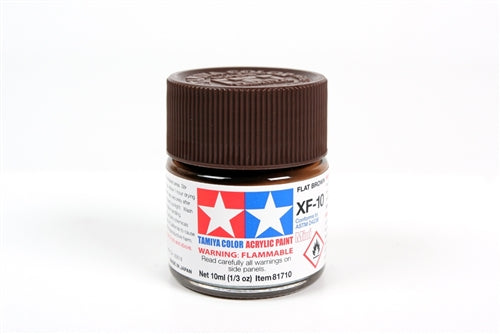 Tamiya Acrylic XF-10 Flat Brown Mini Bottle 10mL (1/3oz)