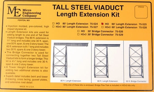 Micro Engineering 75-525 HO 60' Tall Steel Viaduct Length Extension NIB