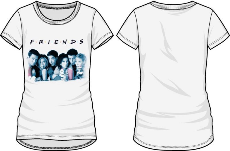 Friends - Cast Drinking Milkshake White Women's Tee DISC