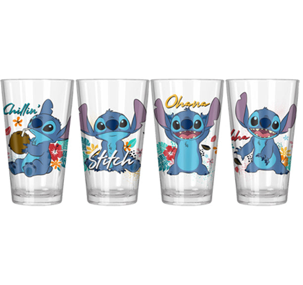 Stitch Tropical Chillin Ohana 4pc 16oz Pint Glass Set