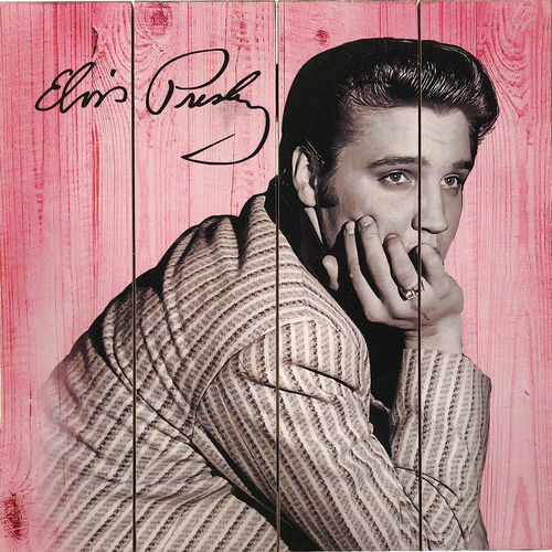 Elvis Pink Wood Sign