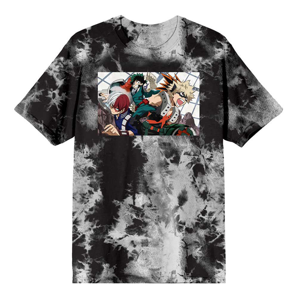 My Hero Academia Group Art on Black & White Cloud Black Tee